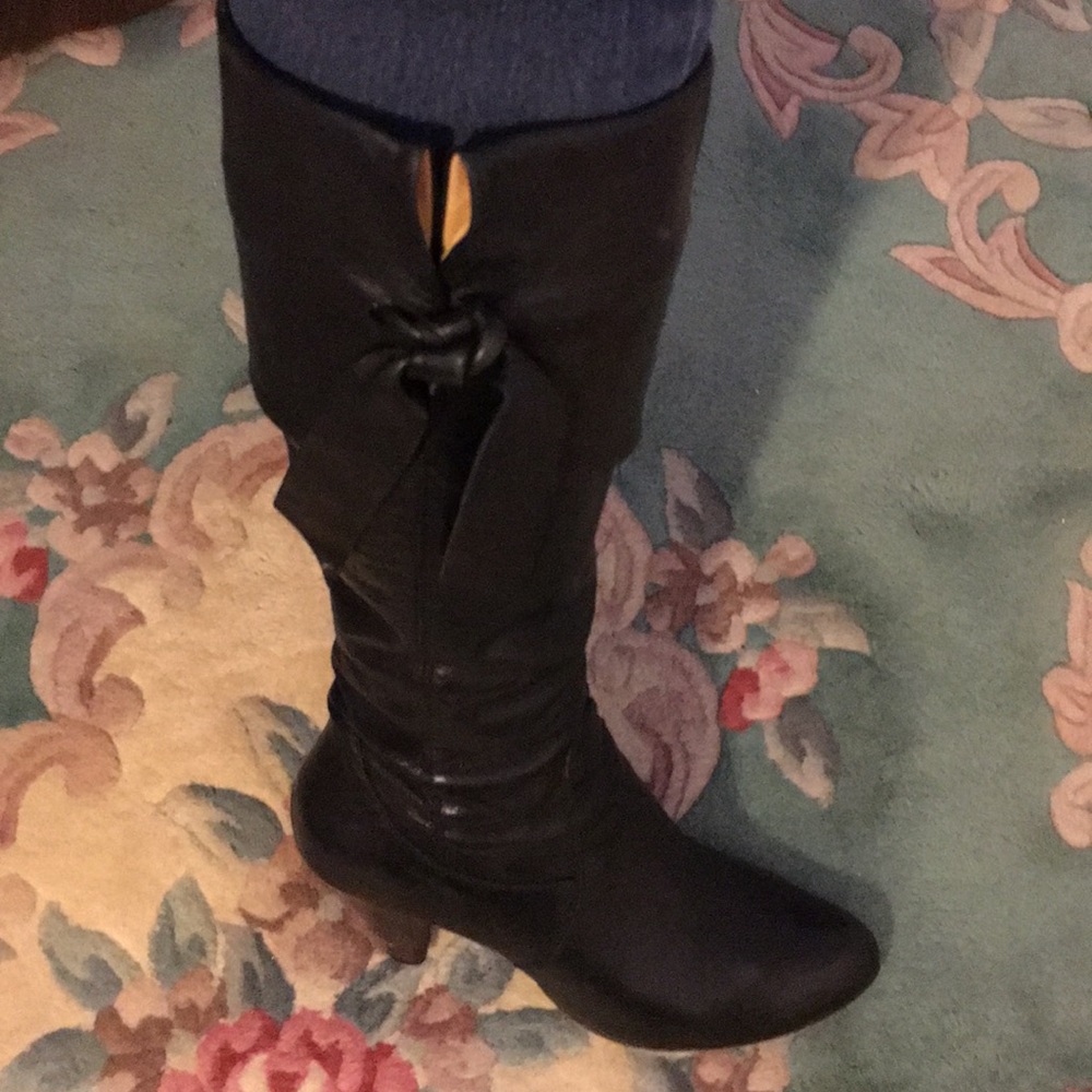 Vera cuoio boots 3 inch heel black leather Sz 8 - Picture 5 of 8